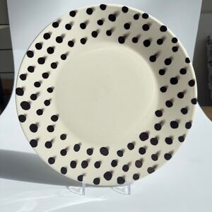 Swid Powell Rady & Mizuno Dots Dinner Plate Ceramic Cream Black 12" Postmodern